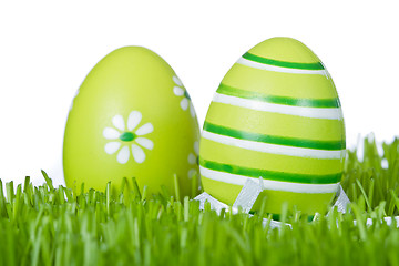 Image showing easter eggs in grass