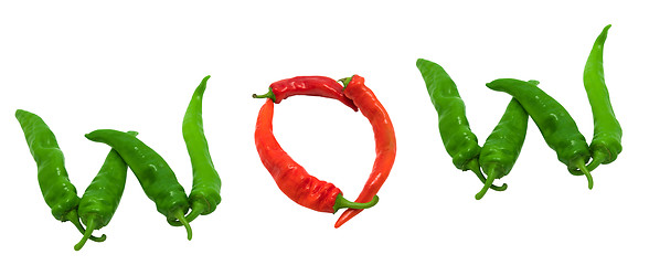 Image showing WOW text composed of chili peppers