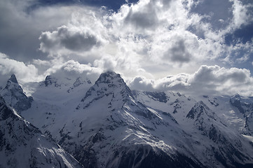 Image showing Mountains in clouds