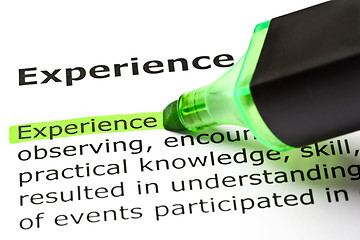 Image showing 'Experience' highlighted in green