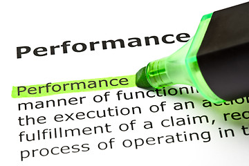 Image showing 'Performance' highlighted in green