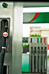 Image showing Pump nozzles at the gas station