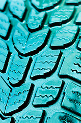 Image showing Vibrant blue rubber tire texture