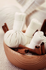 Image showing cinnamon massage stamps