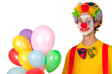 Image showing Colorful clown with balloons
