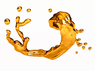 Image showing Spatter of liquid gold with drops 