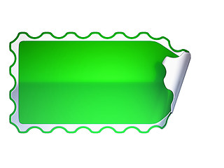 Image showing Green jagged label or sticker on white