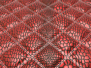 Image showing Red stitched Alligator skin with rectangles