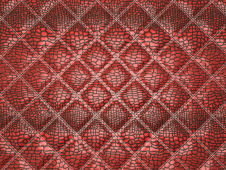 Image showing Red Alligator skin with stitched rectangles