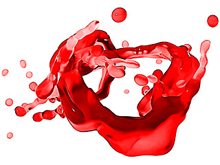 Image showing Splash of red wine with droplets isolated 