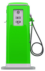 Image showing Vintage green fuel pump isolated over white