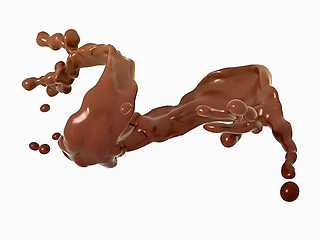 Image showing Liquid chocolate splash with drops isolated