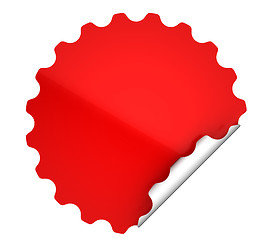 Image showing  Red round bent sticker or label 