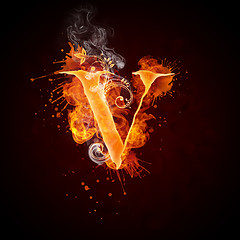 Image showing Fire Swirl Letter V