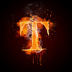 Image showing Fire Swirl Letter T