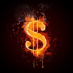 Image showing Dollar in Fire