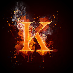 Image showing Fire Swirl Letter K