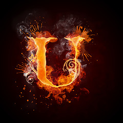Image showing Fire Swirl Letter U