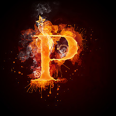 Image showing Fire Swirl Letter P