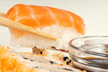 Image showing Sushi with salmon