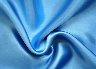 Image showing Smooth elegant blue silk as background 