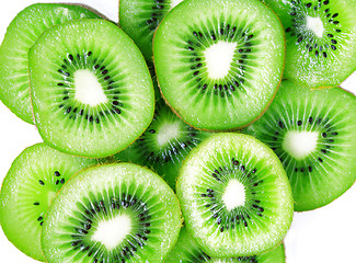 Image showing Green kiwi slices isolated on white as background 