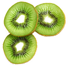 Image showing Green kiwi slices isolated on white as background