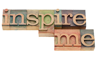 Image showing inspire me in letterpress type