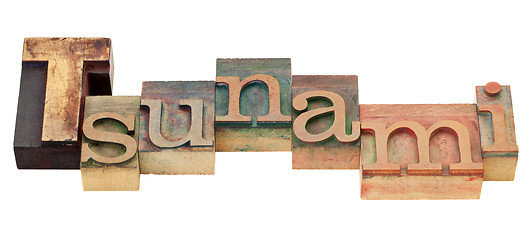 Image showing tsunami word in letterpress type