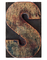 Image showing letter S in vintage wood type