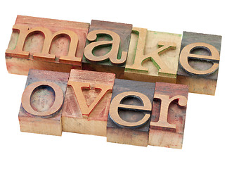 Image showing makeover word in letterpress type