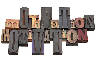 Image showing motivation word in letterpress type