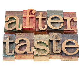 Image showing aftertaste word in letterpress type