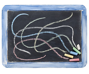 Image showing slate blackboard and chalk