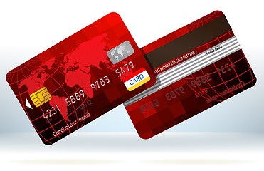 Image showing Red Credit cards front and back. EPS 8