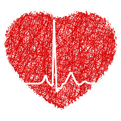 Image showing Heart scribble with heart beat. EPS 8