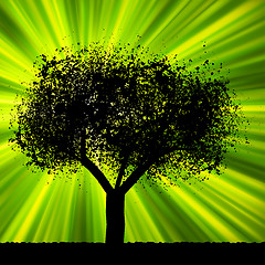 Image showing Tree with green burst background. EPS 8