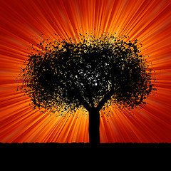 Image showing Grunge Tree with red burst background. EPS 8