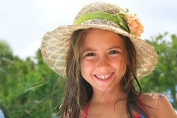 Image showing Summer girl - happy 9 years old girl on summer vacation