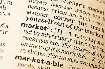 Image showing The word market in the old dictionary