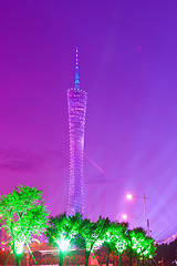 Image showing Night scene of television tower