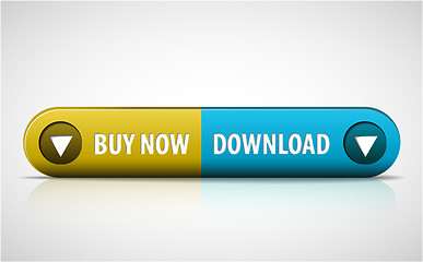 Image showing Yellow and blue Buy now / Download button