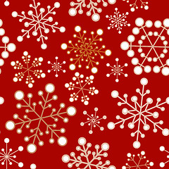 Image showing Red and golden christmas seamless pattern