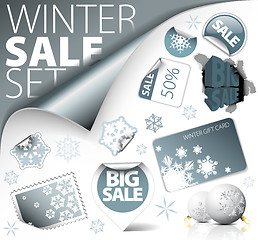 Image showing Set of silver winter discount elements