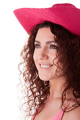 Image showing Pretty Woman with Pink Hat