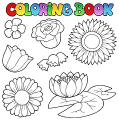 Image showing Coloring book with flowers set