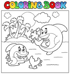 Image showing Coloring book with dolphins 2