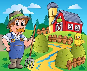 Image showing Country scene with red barn 3