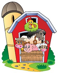 Image showing Barn with various farm animals