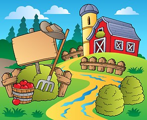 Image showing Country scene with red barn 5